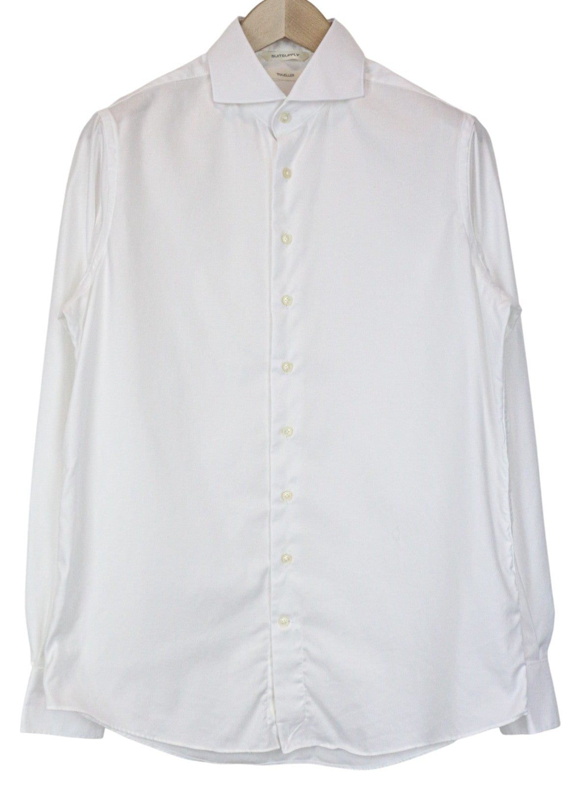 SUITSUPPLY Traveller Men's Formal Shirt 40 Slim White Pure Cotton Long Sleeve