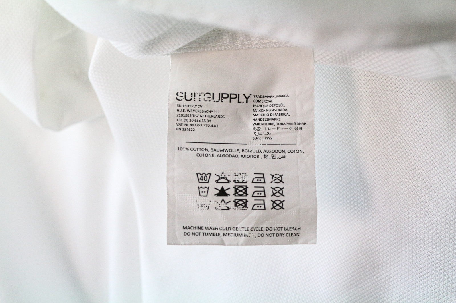 SUITSUPPLY Traveller Men's Formal Shirt 40 Slim White Pure Cotton Long Sleeve