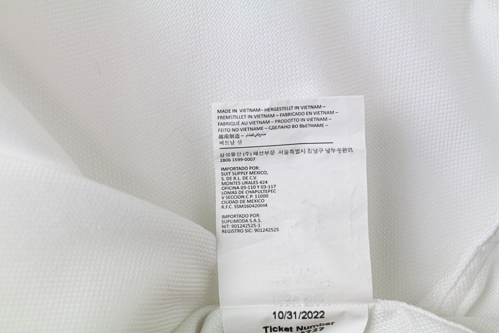 SUITSUPPLY Traveller Men's Formal Shirt 40 Slim White Pure Cotton Long Sleeve