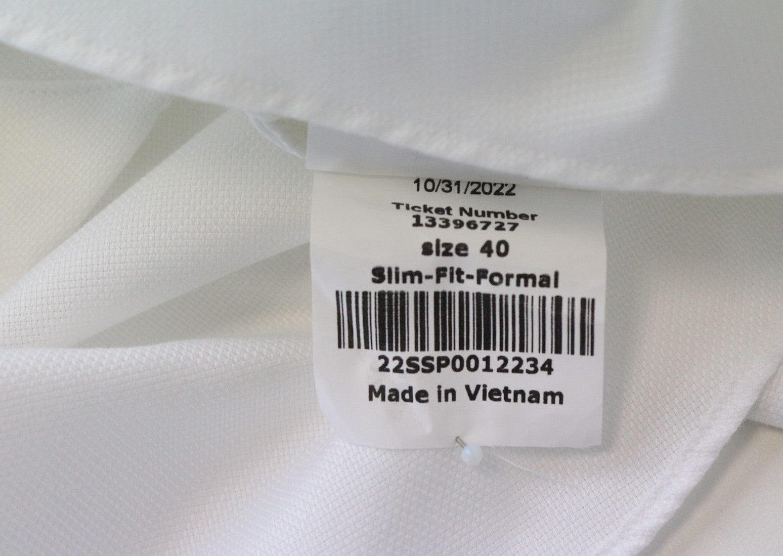 SUITSUPPLY Traveller Men's Formal Shirt 40 Slim White Pure Cotton Long Sleeve