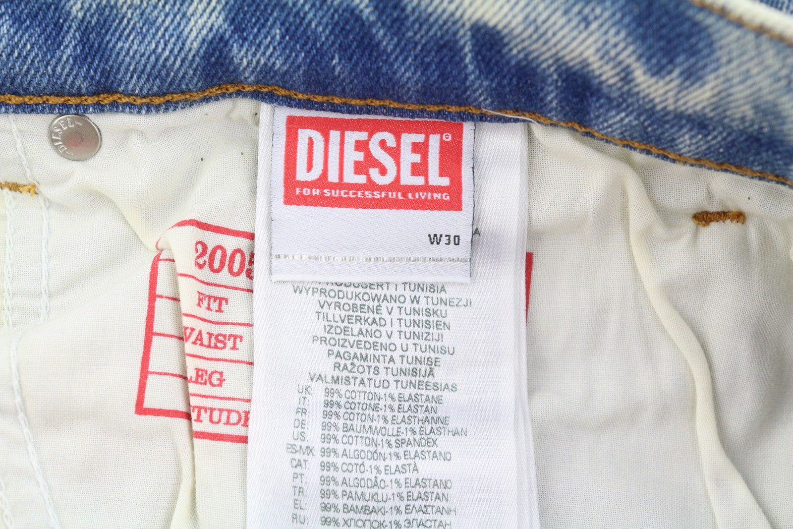 DIESEL 2005 D-Fining 09E86 Men Jeans W30/L32 Blue Faded Regular Fit Tapered Leg