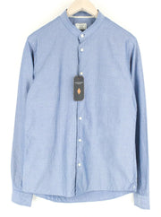 SCOTCH & SODA Atelier Men Shirt 40/ 15 3/4 Blue Long Sleeve Pattern Band Collar