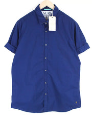 SCOTCH & SODA Ams Couture Men Shirt 2XL Blue Pure Cotton Short Sleeved Collared