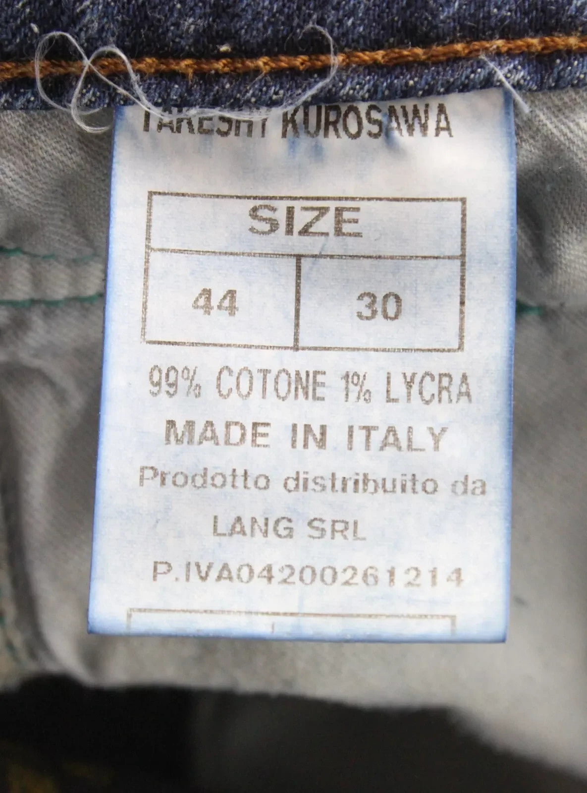 TAKESHY KUROSAWA Power Men Jeans W30 Slim Fit Washed Cotton Stretch Blue