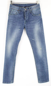 TAKESHY KUROSAWA Power Men Jeans W30 Slim Fit Distressed Cotton Stretch Blue