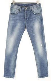 TAKESHY KUROSAWA Power Men Jeans W32 Slim Distressed Cotton Stretch Blue