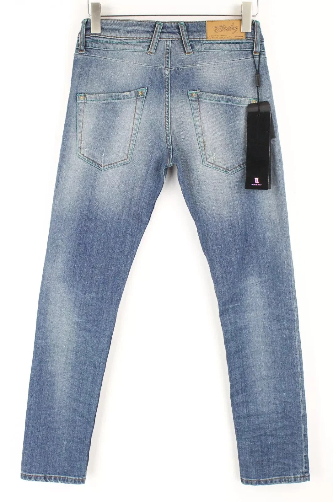 TAKESHY KUROSAWA Power Men Jeans W32 Slim Distressed Cotton Stretch Blue