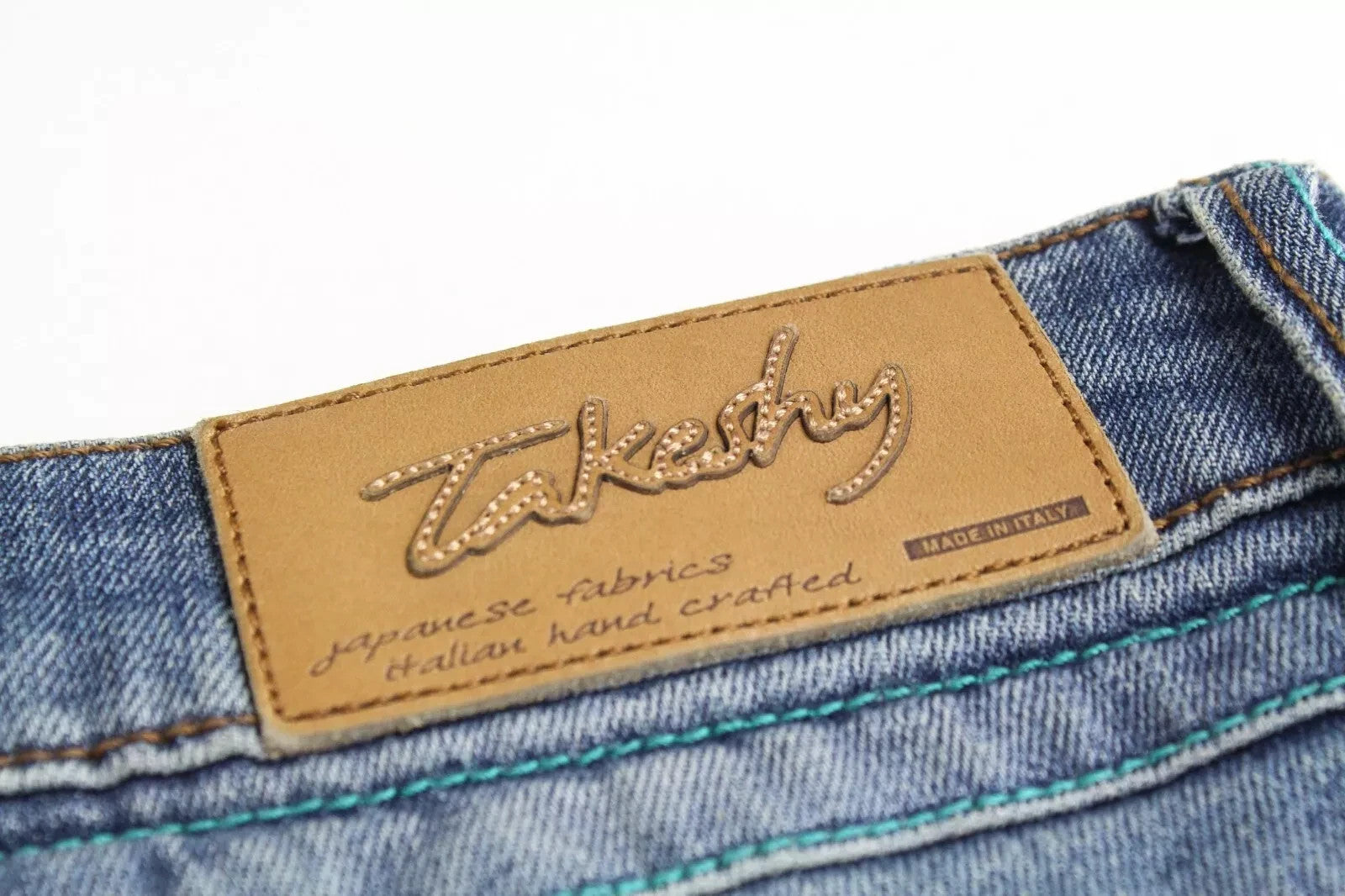 TAKESHY KUROSAWA Power Men Jeans W32 Slim Distressed Cotton Stretch Blue