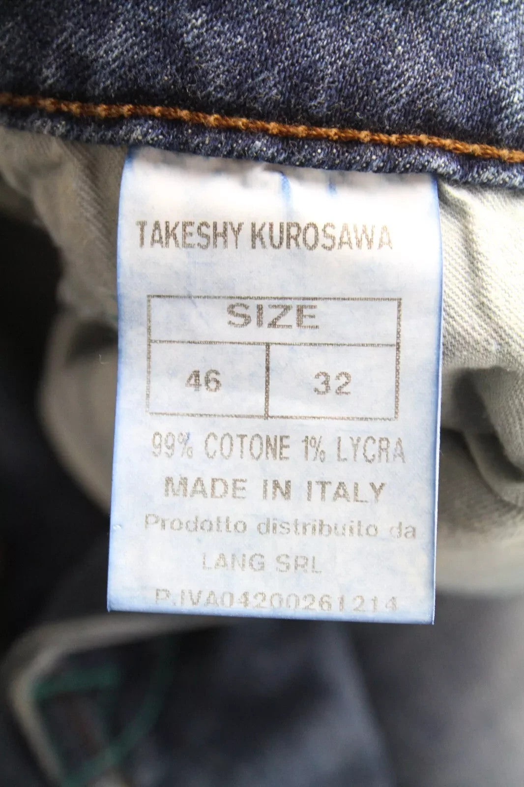 TAKESHY KUROSAWA Power Men Jeans W32 Slim Distressed Cotton Stretch Blue
