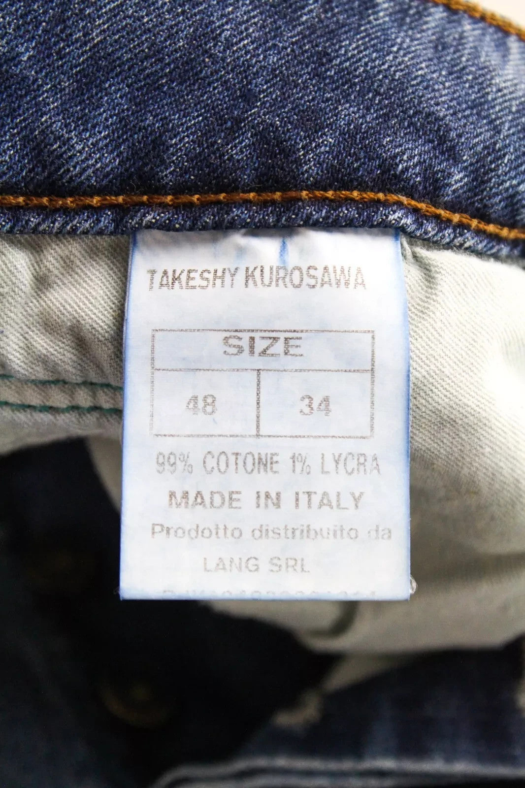 TAKESHY KUROSAWA Power Men Jeans W34 Slim Fit Washed Distressed Stretch Blue