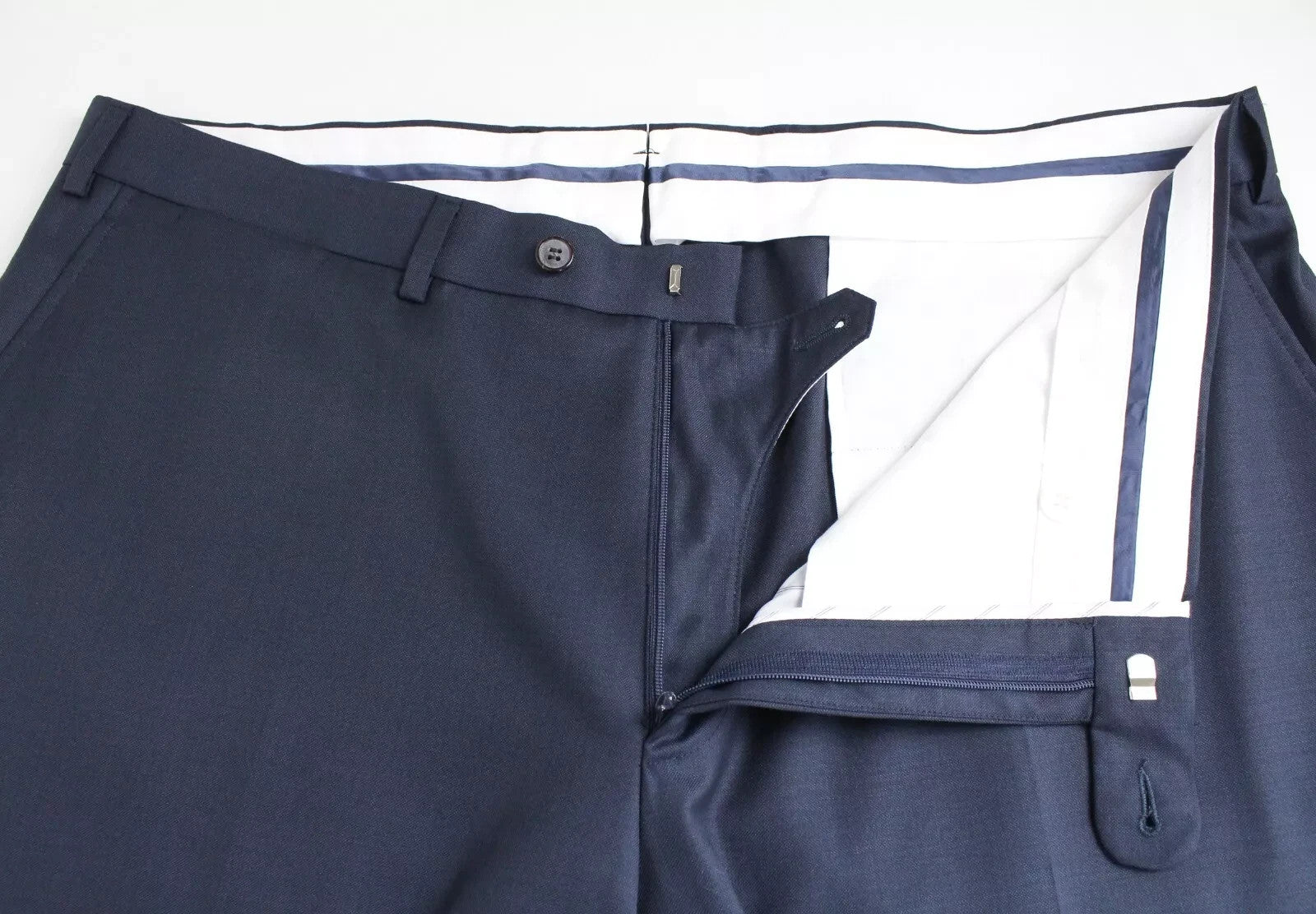 SUITSUPPLY Brescia Men Trousers UK42S Navy Pleated Lined Classic Pure Wool