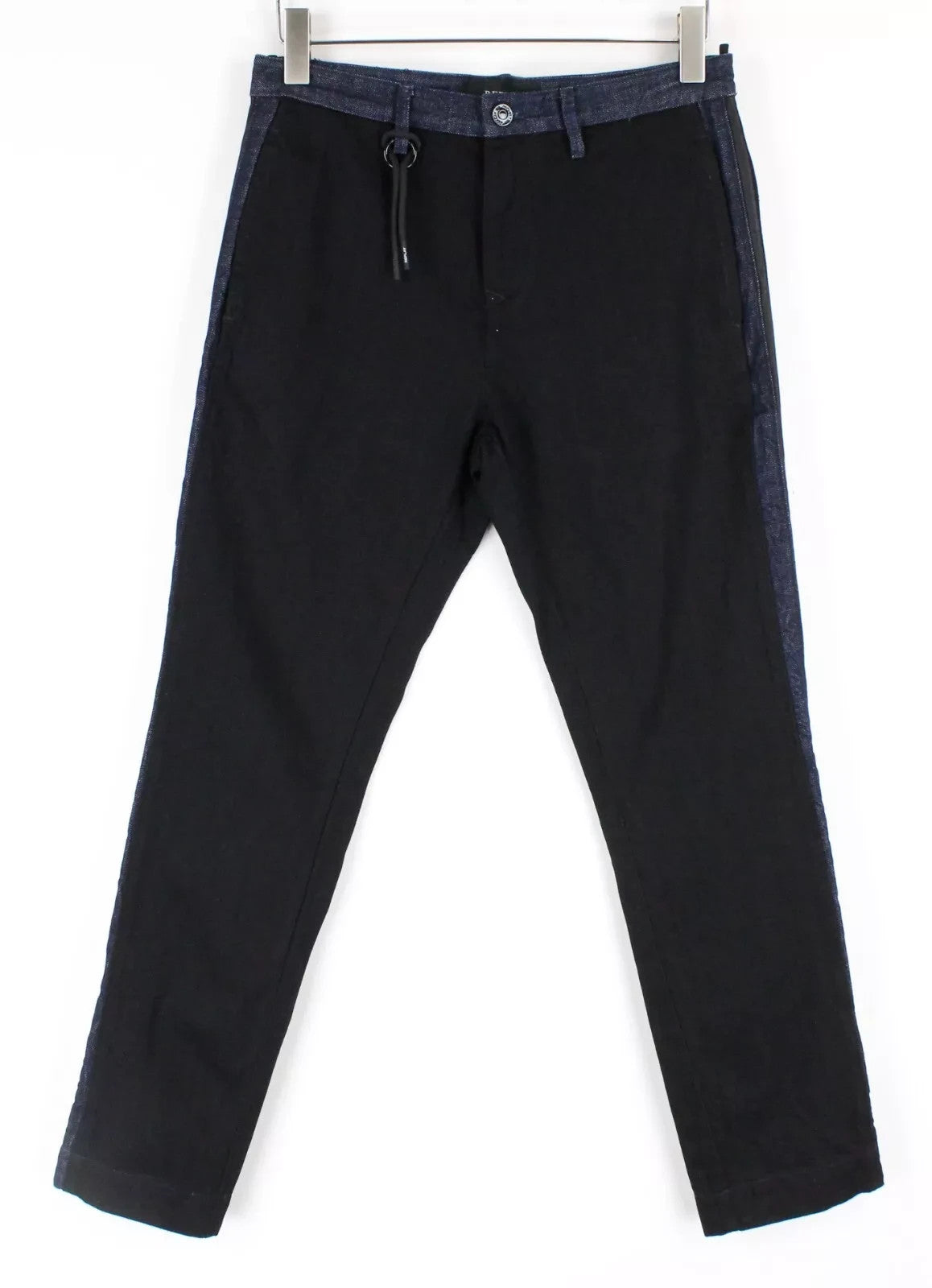 REPLAY Atelier Men Jeans W30/L30 Slim Fit Black Blue Pure Cotton Slit Pocket