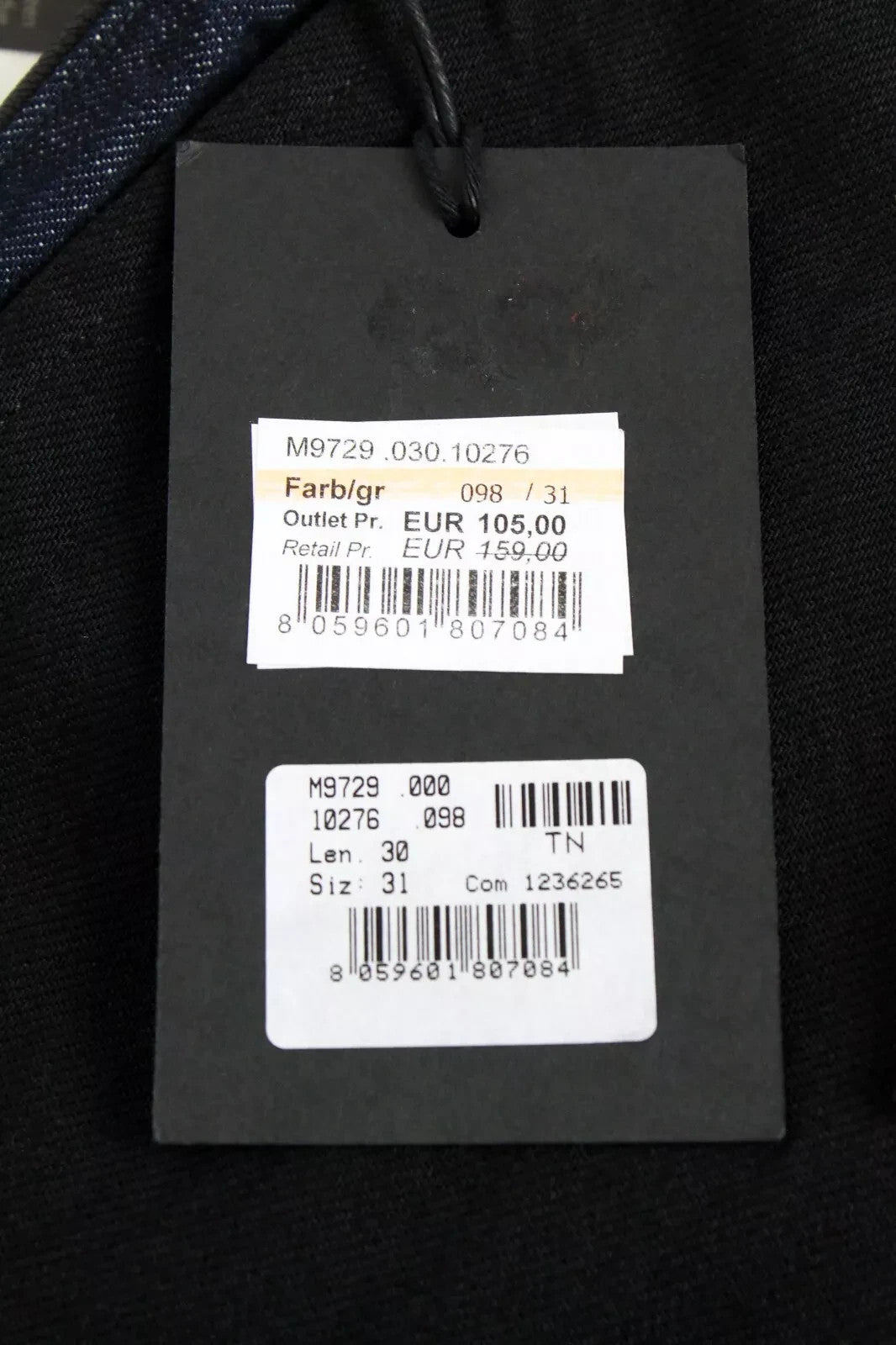 REPLAY Atelier Men Jeans W31/L30 Slim Black Blue Pure Cotton Slit Pocket