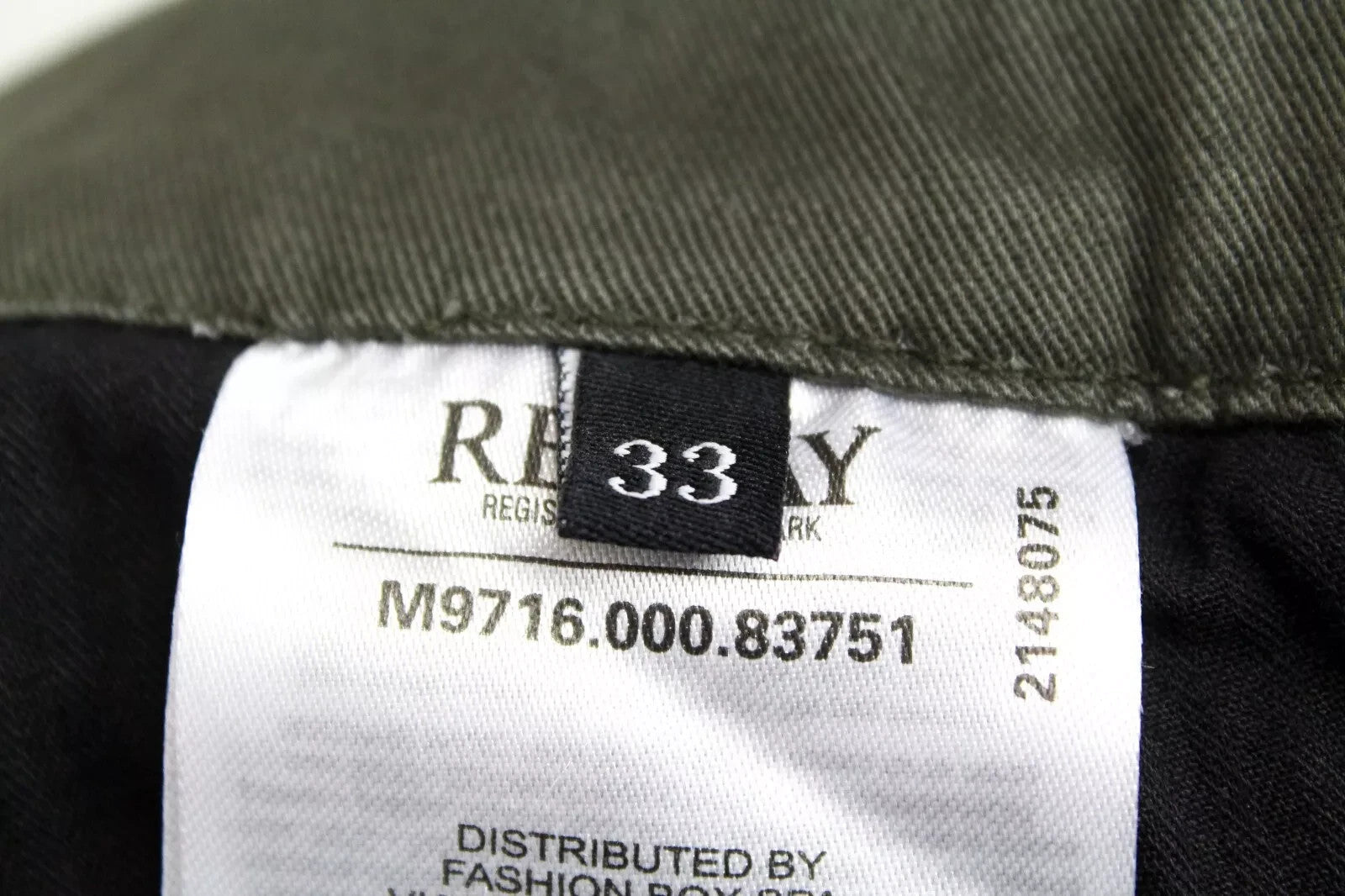 REPLAY Men Trousers W33 Regular Fit Green Pull On Cropped Stretch Slit Pocket
