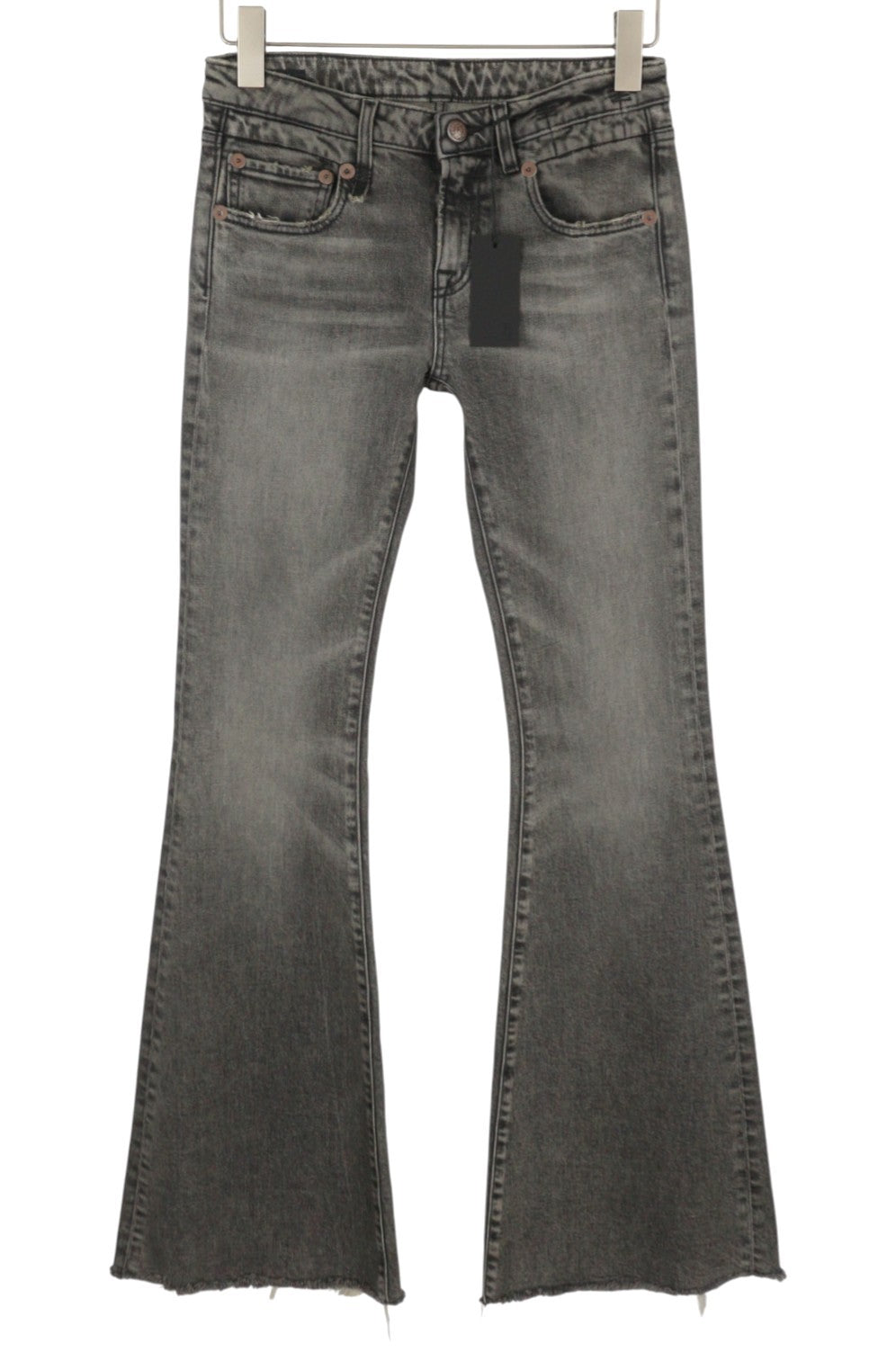 R13 Overflow Boy Flare Women Jeans 25 Leyton Black Stretch Distress Faded PF26