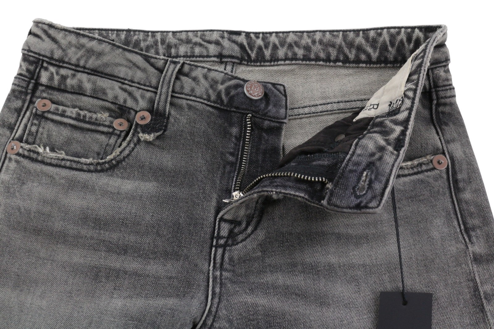 R13 Overflow Boy Flare Women Jeans 25 Leyton Black Stretch Distress Faded PF26