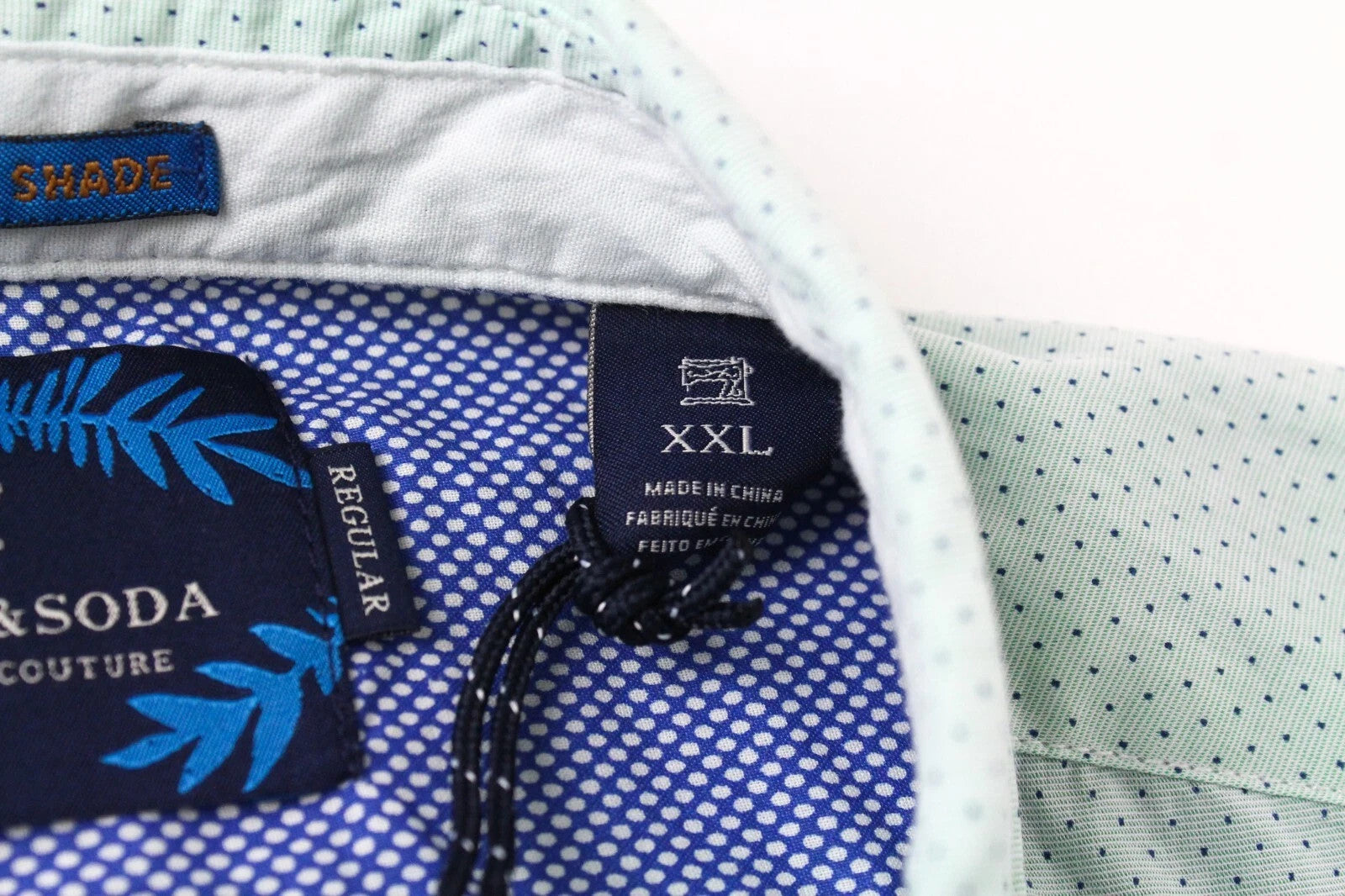 SCOTCH & SODA Ams Couture Men Shirt 2XL Greenish Blue Pure Cotton Dot Patterned