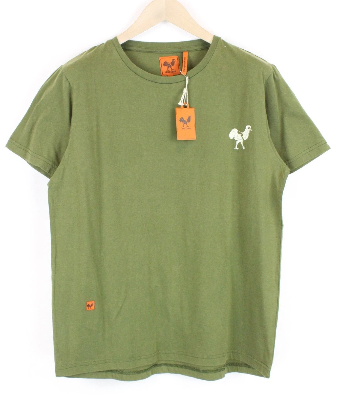 GOOD GENES Men T-Shirt M Green Short Sleeved Cotton Round Neck Logo Pullover
