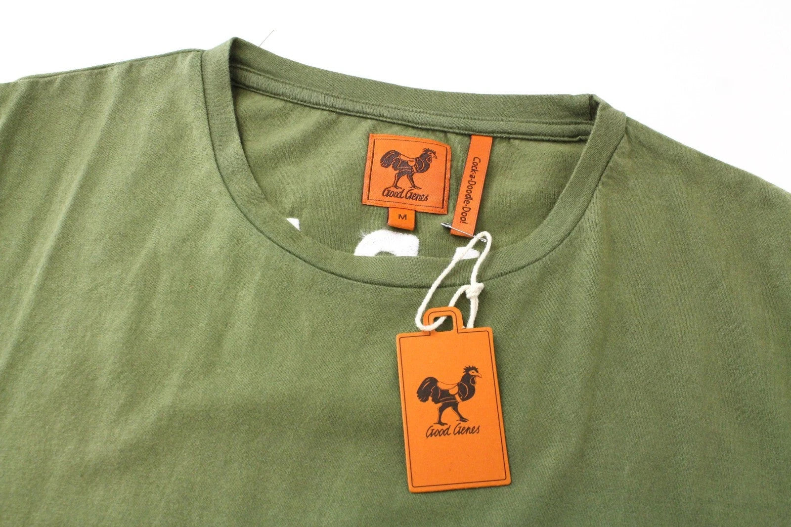 GOOD GENES Men T-Shirt M Green Short Sleeved Cotton Round Neck Logo Pullover