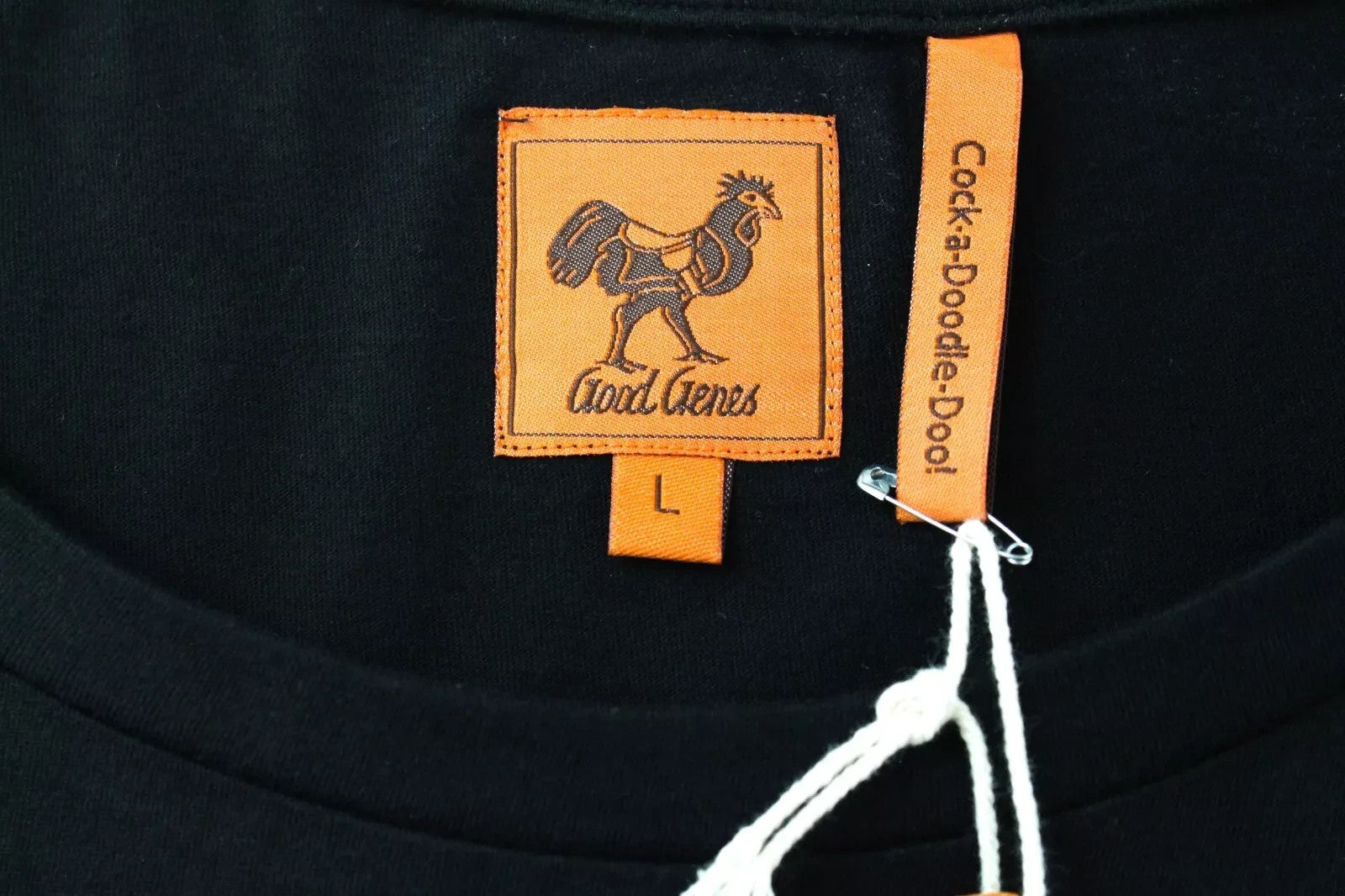 GOOD GENES Men T-Shirt L Black Pure Cotton Short Sleeve Casual Logo Pullover