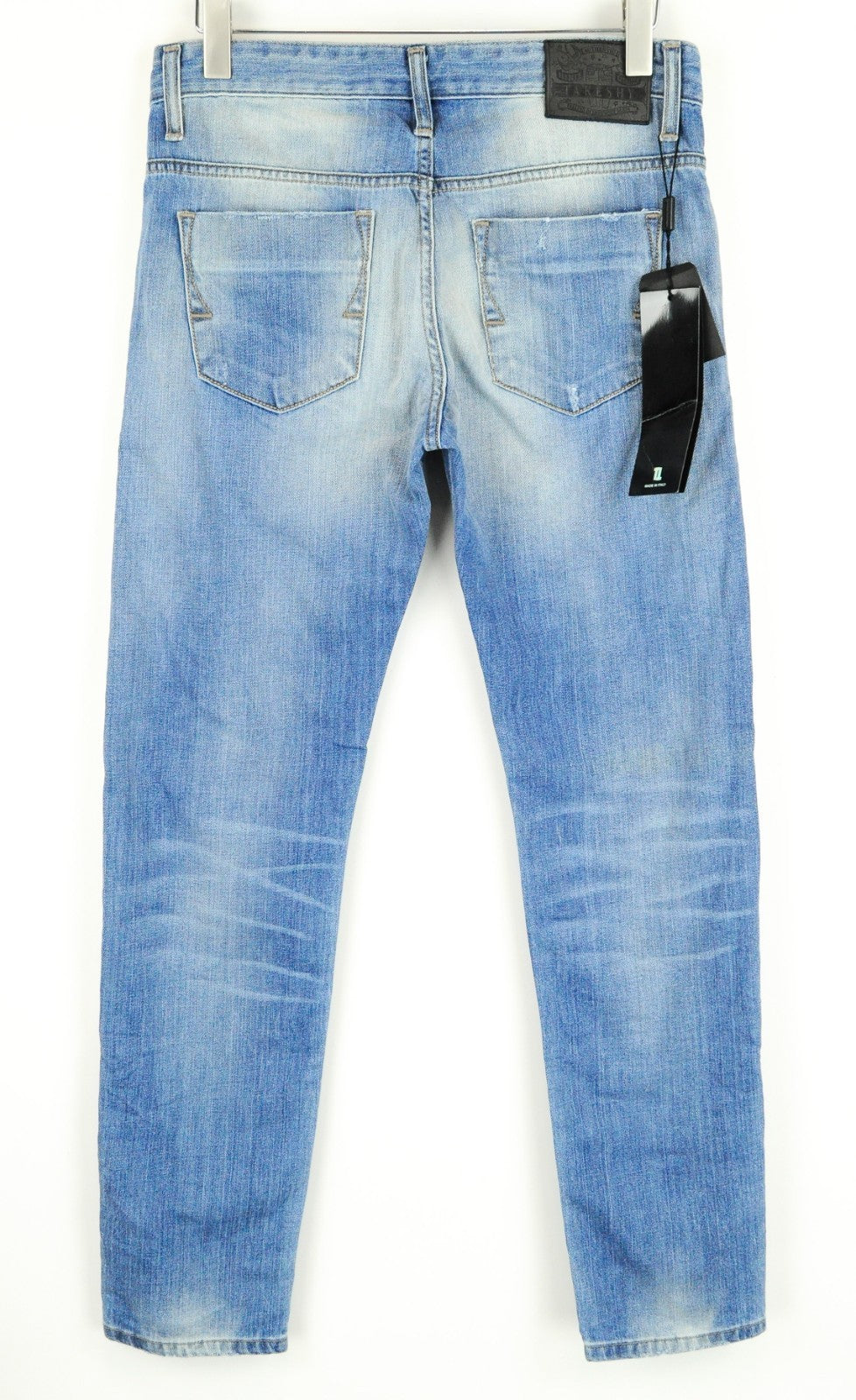 TAKESHY KUROSAWA Men Jeans W32 Slim Fit Light Blue Wash Ripped Pure Cotton
