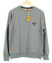 GOOD GENES Men Sweatshirt S Embroidered Mid-Grey Crew Neck Melange Pure Cotton