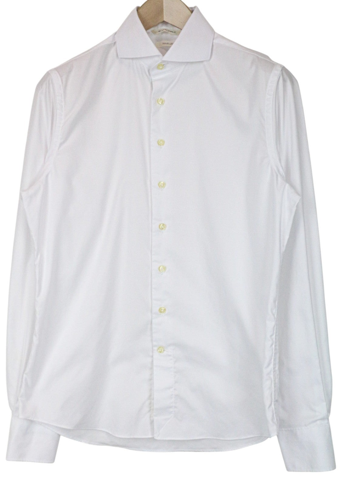SUITSUPPLY Traveller Men's Formal Shirt 40 Extra Slim White Cutaway Twill
