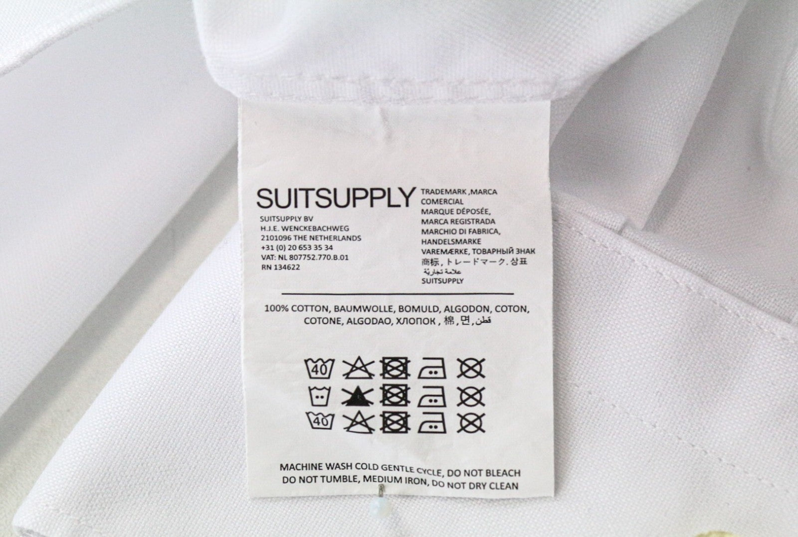SUITSUPPLY Traveller Men's Formal Shirt 40 Extra Slim White Cutaway Twill