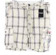 DESIGUAL Pant Marc Men Shorts 36 Cargo Checked Pattern Belted Front Tie Linen