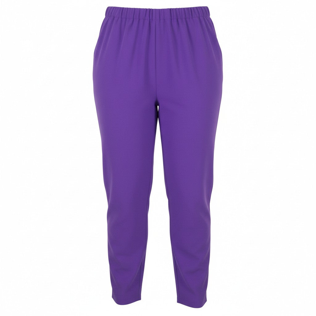 MARINA RINALDI Women Trousers EU52 Purple Elastic Waist Regular