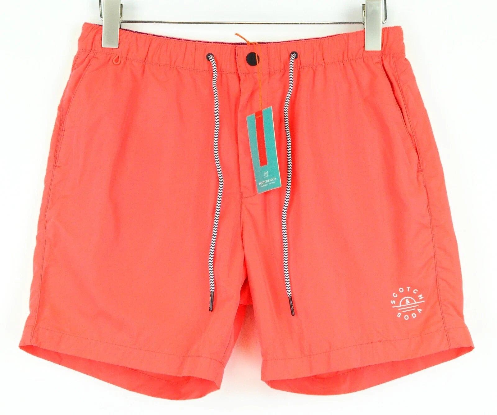 SCOTCH & SODA Ams Couture Men Swimwear ~W31 Neon Red Logo Summer Beach Trunks