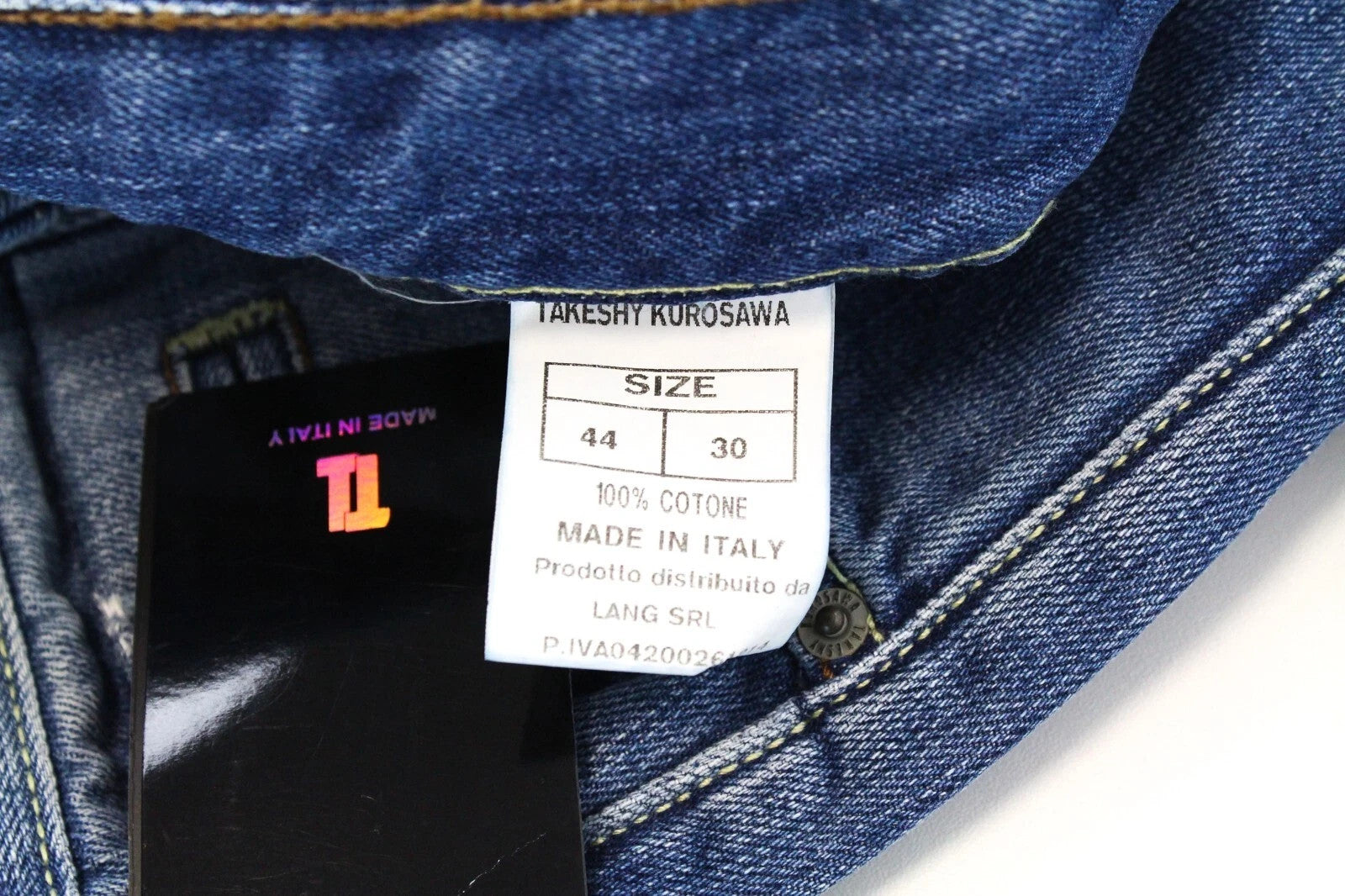 TAKESHY KUROSAWA Men Jeans W30 Distressed Painted Button-Fly Slim Denim Blue