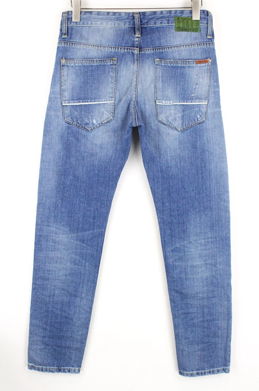 TAKESHY KUROSAWA Men Jeans W32 Slim Denim Blue Distressed Painted Button-Fly