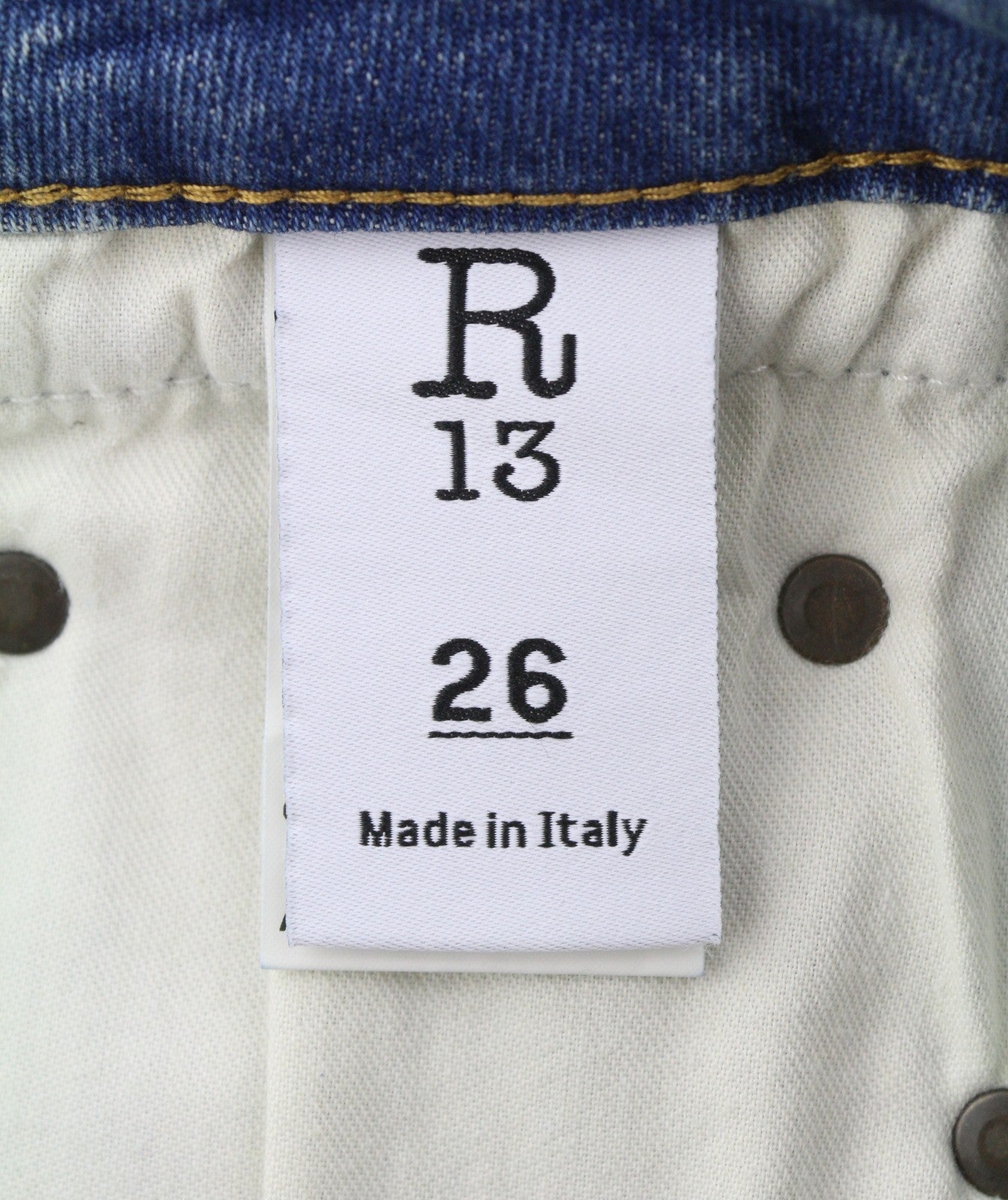 R13 Boy Straight Women Jeans 26 Kelly Stretch Cropped Faded Whiskers Blue PS26