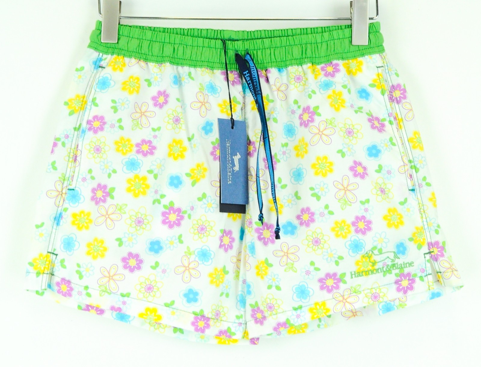 HARMONT & BLAINE Men Swimwear W26 White Flower Patterned Pull On Beach Trunks