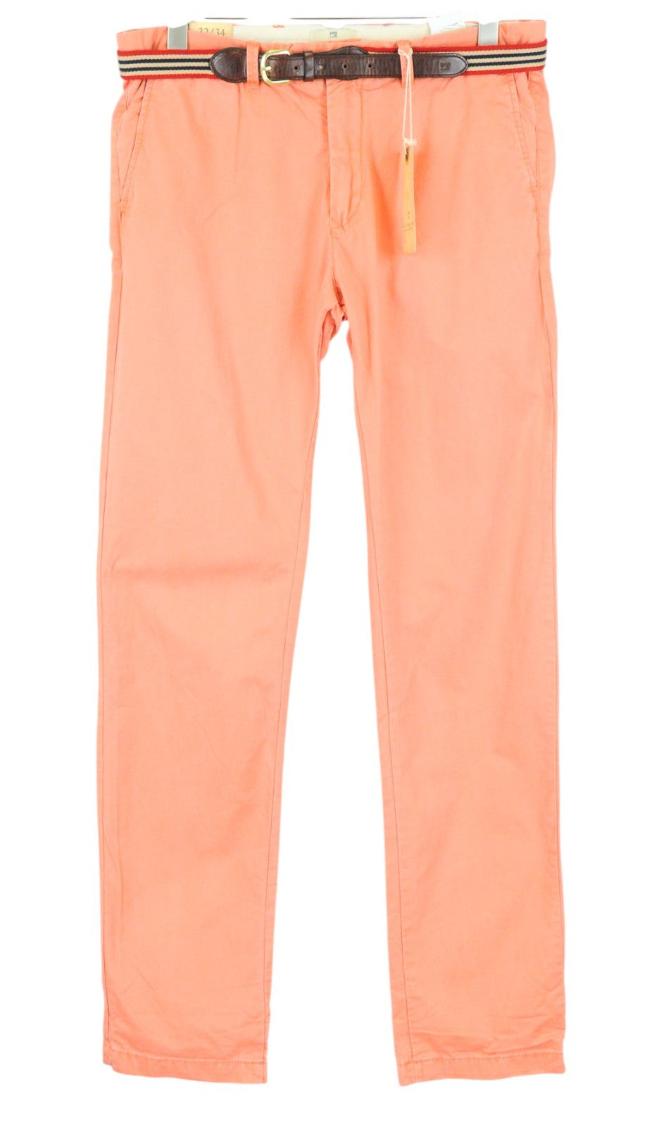 SCOTCH & SODA Bowie Men Trousers W32/L34 Slim Fit Orange Pure Cotton Belted