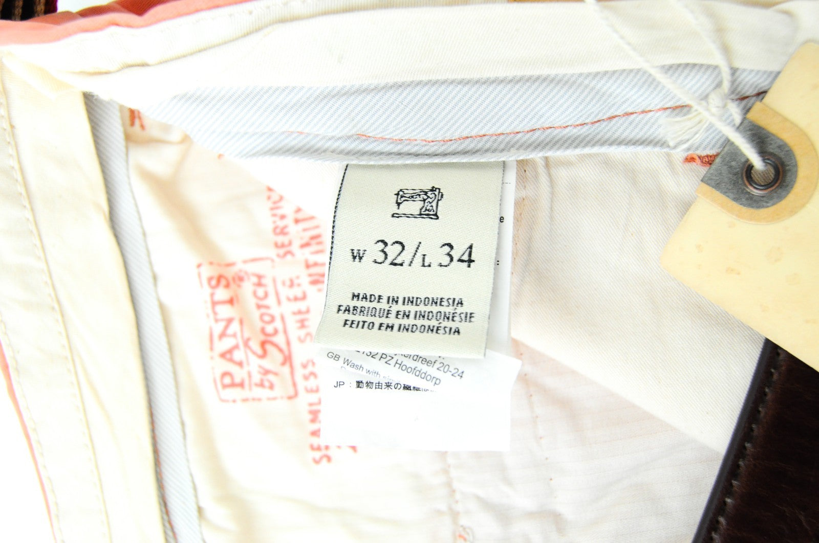 SCOTCH & SODA Bowie Men Trousers W32/L34 Slim Fit Orange Pure Cotton Belted