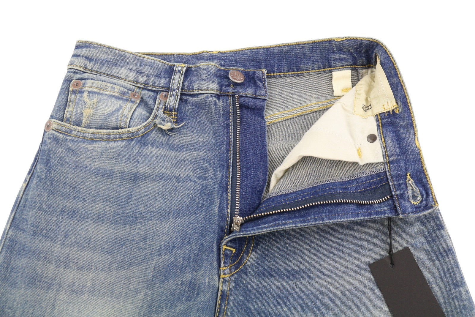 R13 Jane Women Jeans 25 Kelly Stretch High Rise Wide Leg Faded Whiskers SS26