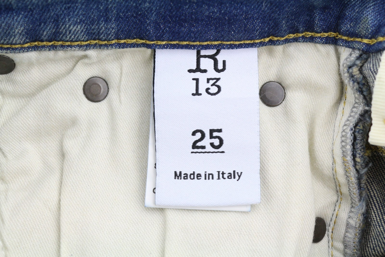 R13 Jane Women Jeans 25 Kelly Stretch High Rise Wide Leg Faded Whiskers SS26