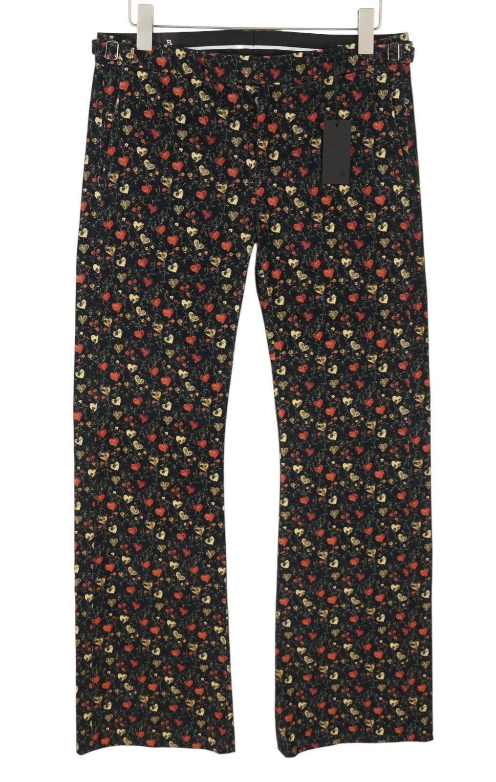 R13 Boy Flare Tuxedo Women Trousers 29 Multicolor Hearts On Black Soft PS26