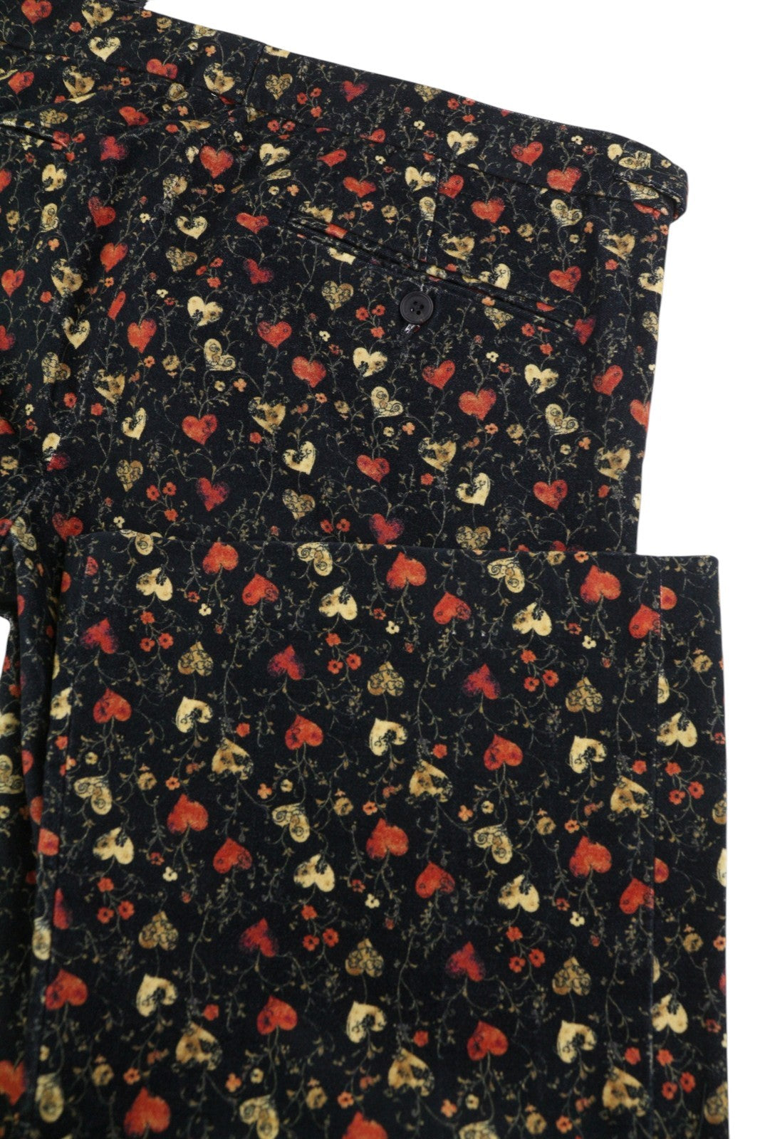 R13 Boy Flare Tuxedo Women Trousers 29 Multicolor Hearts On Black Soft PS26