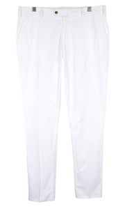 SUITSUPPLY Porto Men Trousers UK40R White Cotton Stretch Pleated Slit Pocket