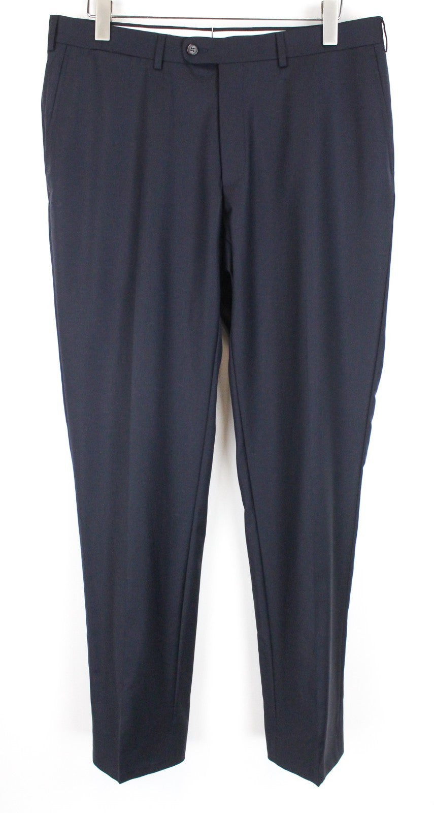 SUITSUPPLY Brescia Men Trousers UK36S Navy Pure Wool Lined Pleated Slit Pocket