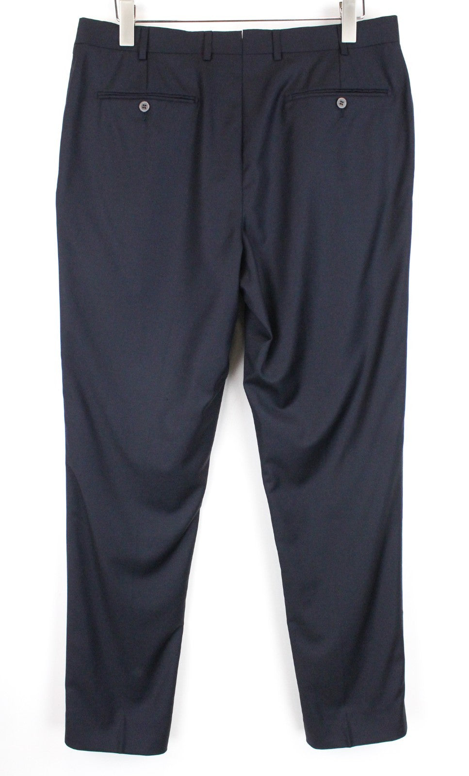 SUITSUPPLY Brescia Men Trousers UK36S Navy Pure Wool Lined Pleated Slit Pocket