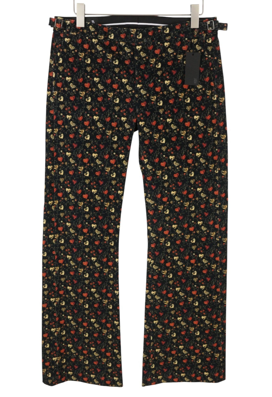 R13 Boy Flare Tuxedo Women Trousers 30 Multicolor Hearts On Black Soft