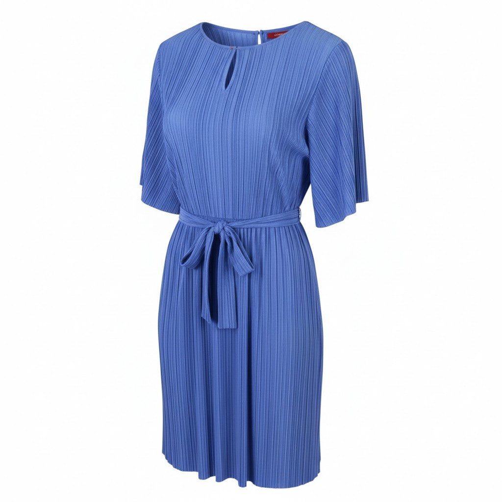 MAX&CO. Women Dress XS Blue Textured Belted Short Sleeve Mini