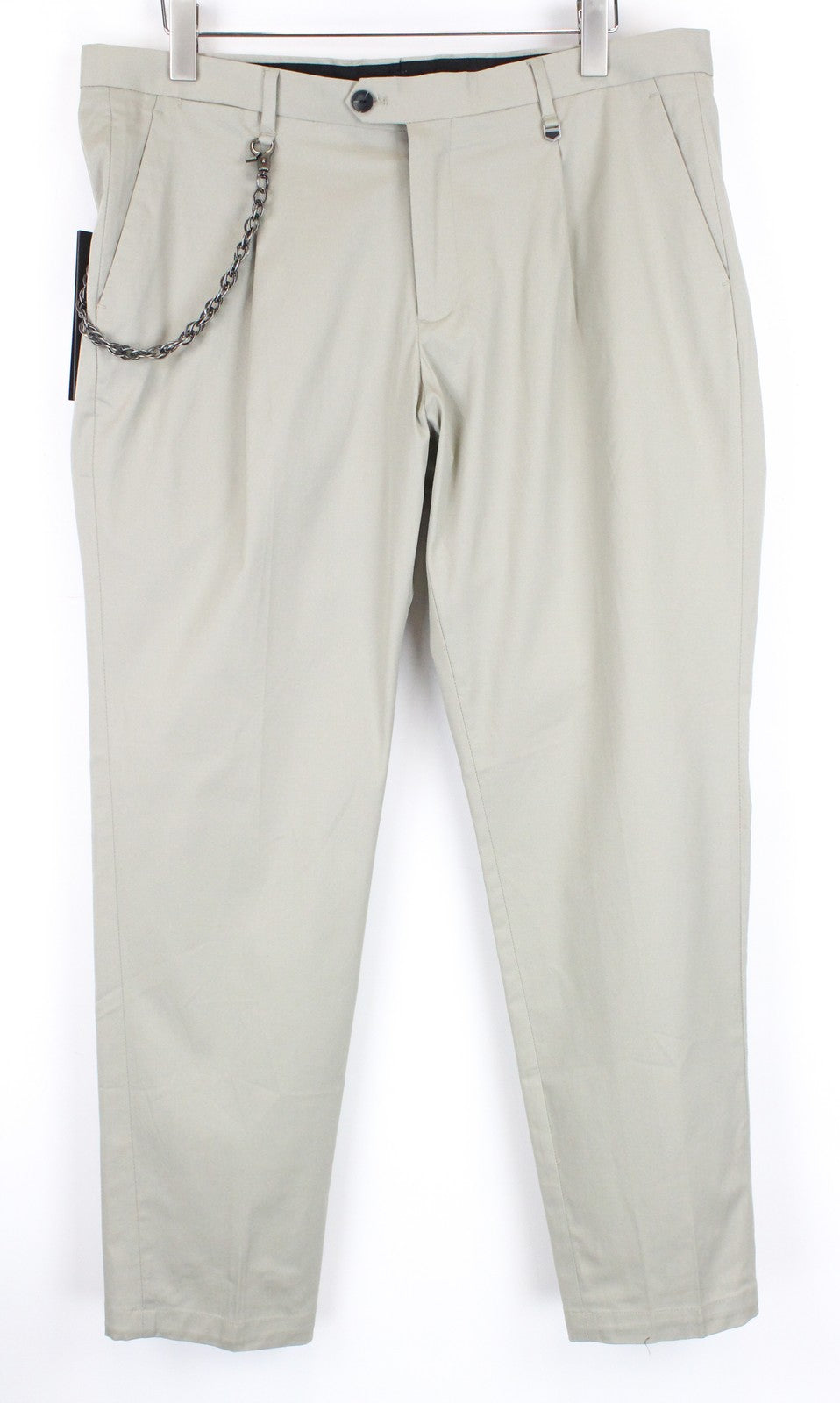 ANTONY MORATO  Men Trousers 52/38 Beige Cotton Stretch Pleated Chain Slit Pocket