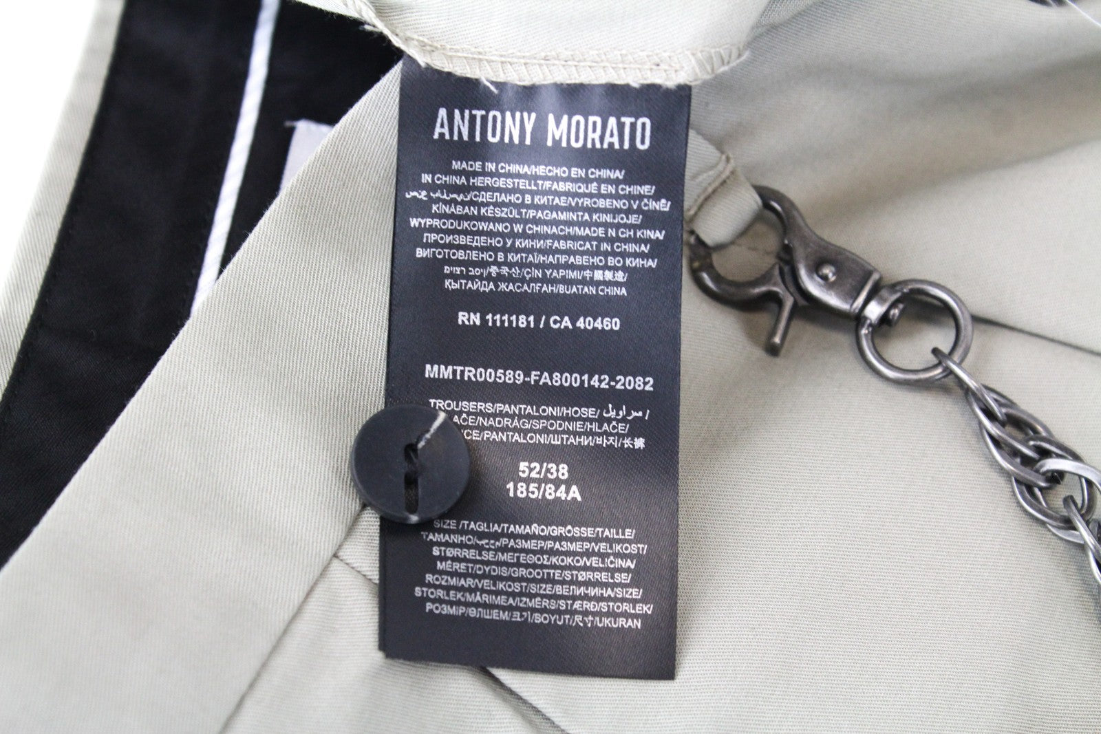 ANTONY MORATO  Men Trousers 52/38 Beige Cotton Stretch Pleated Chain Slit Pocket