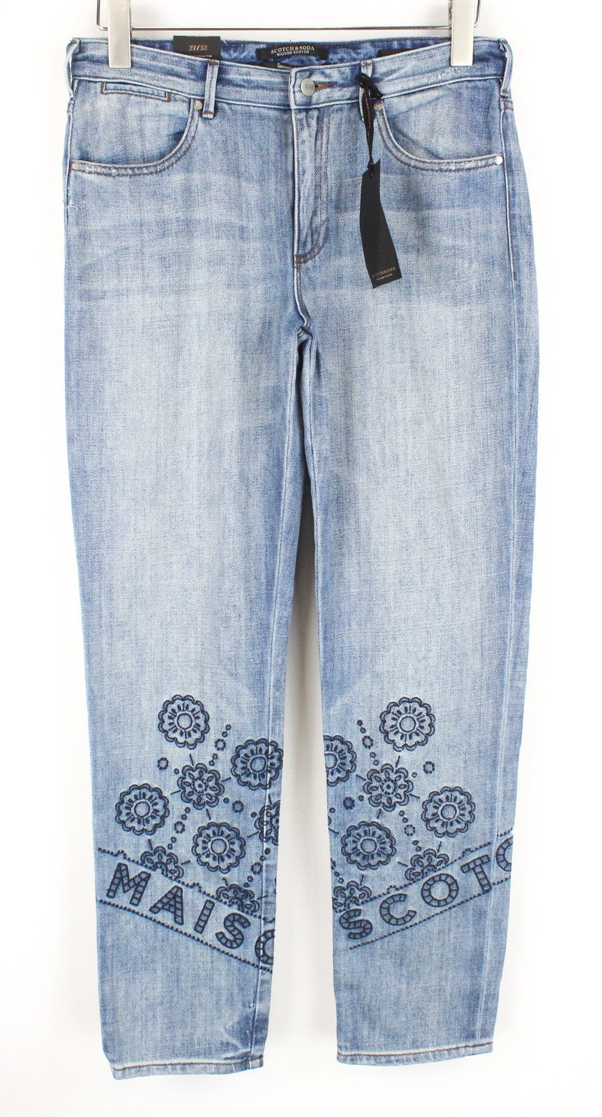 MAISON SCOTCH Women Jeans W27/L32 Blue Boyfriend Fit Washed Logo Detailed