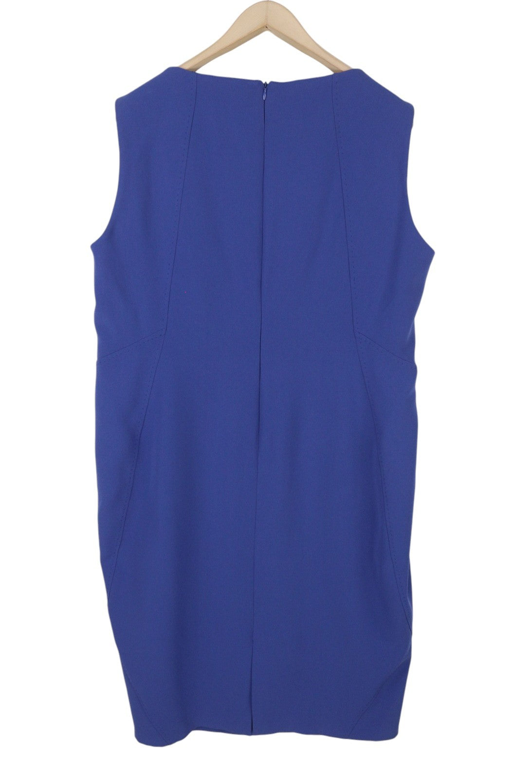 MARINA RINALDI Women Dress EU52 Blue V-Neck Sleeveless Knee-Length